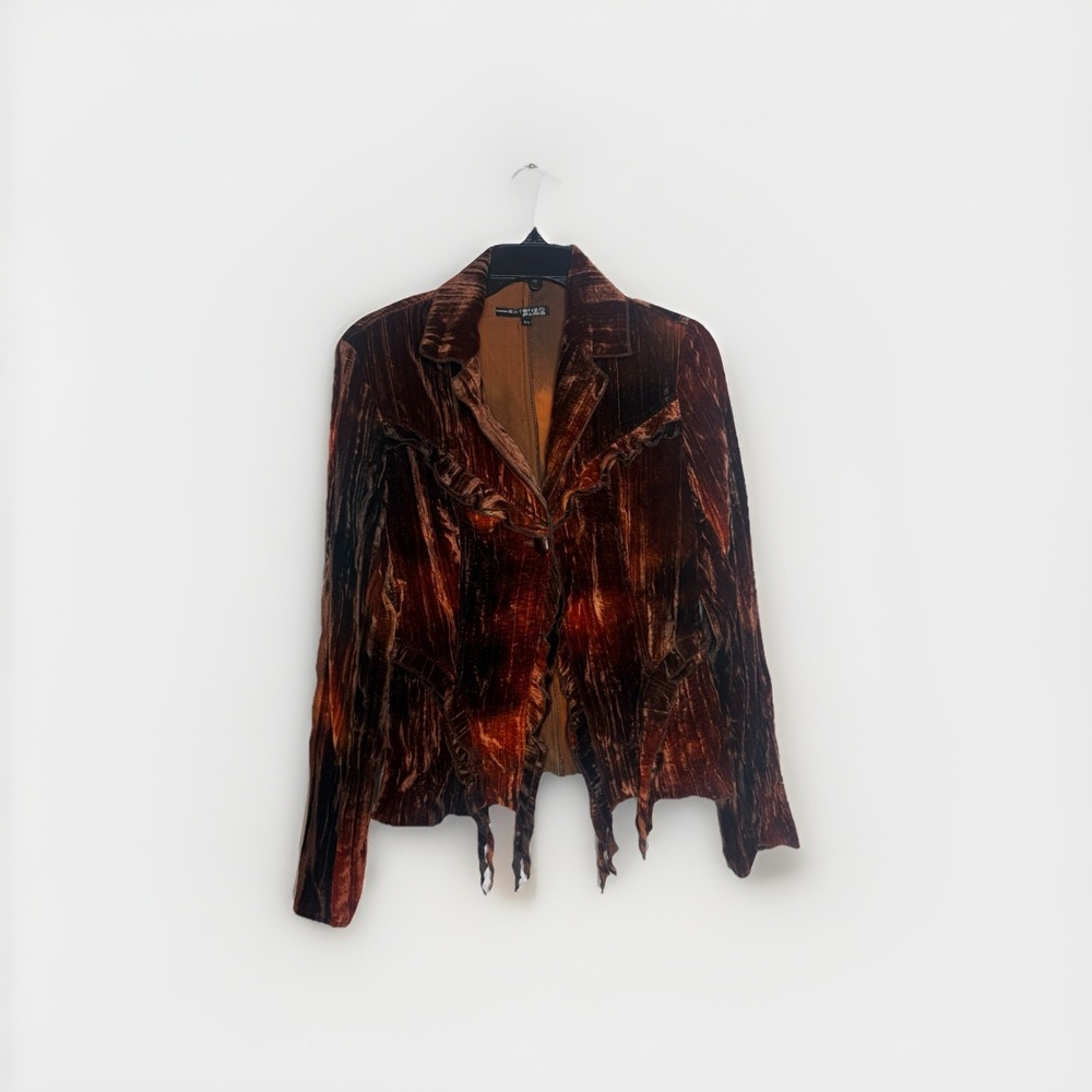 VTG 90's Y2K Extenzo Paris Whimsigoth Velvet Jacket Artsy Grunge Witchy US Sz 44